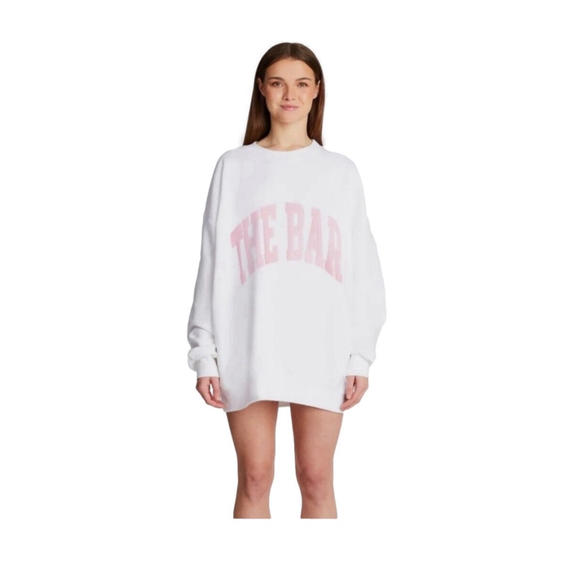 The Bar Sweaters - Women’s The Bar Varsity Sweatshirt XL White/Pink